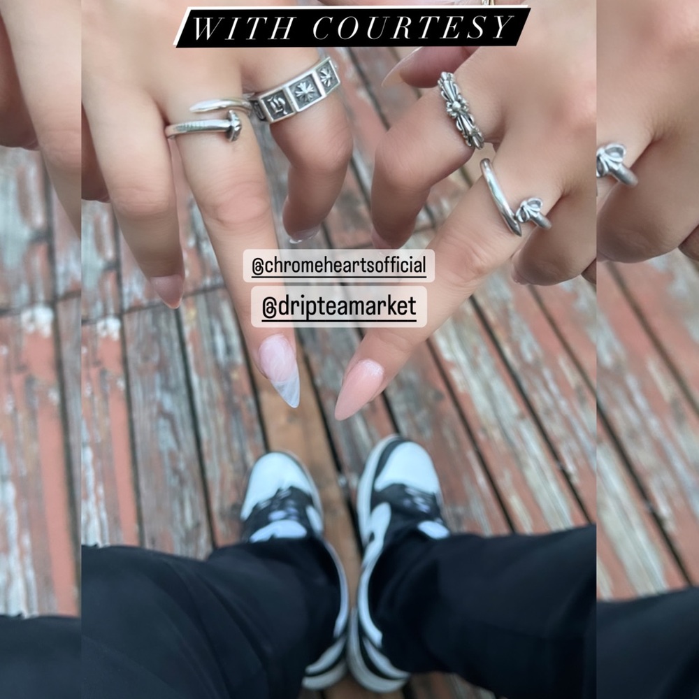 Chrome heart nail ring